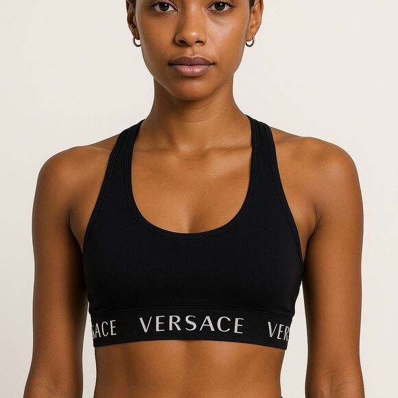 VERSACE Black Logo Sports Bra - Picture 2 of 6